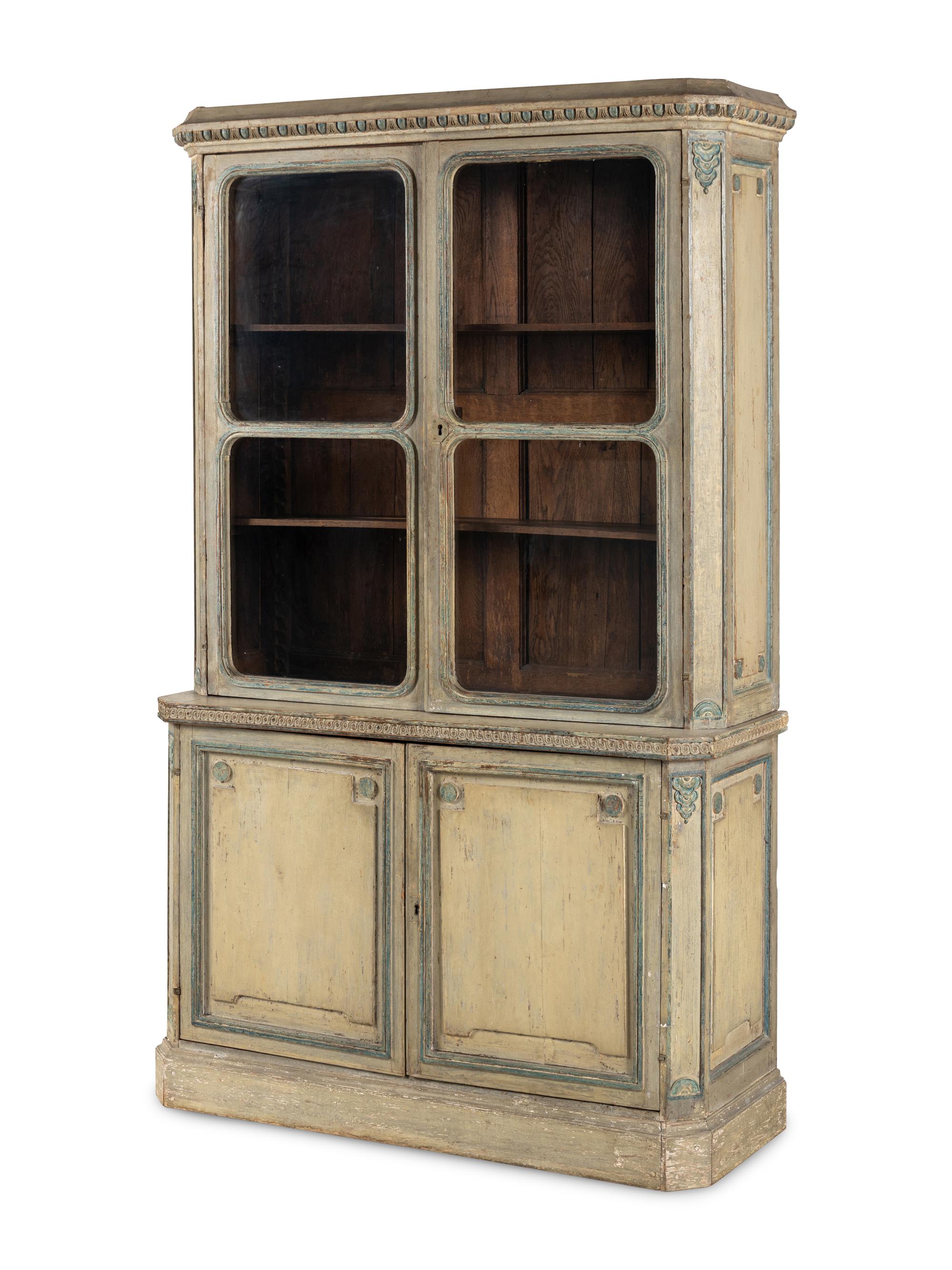A Continental Painted Step-Back Bookcase