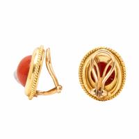 CORAL AND YELLOW GOLD EARRINGS