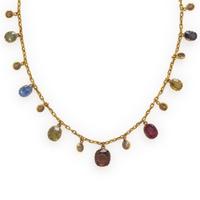 Multigem, Brown Diamond, and Yellow Gold Necklace