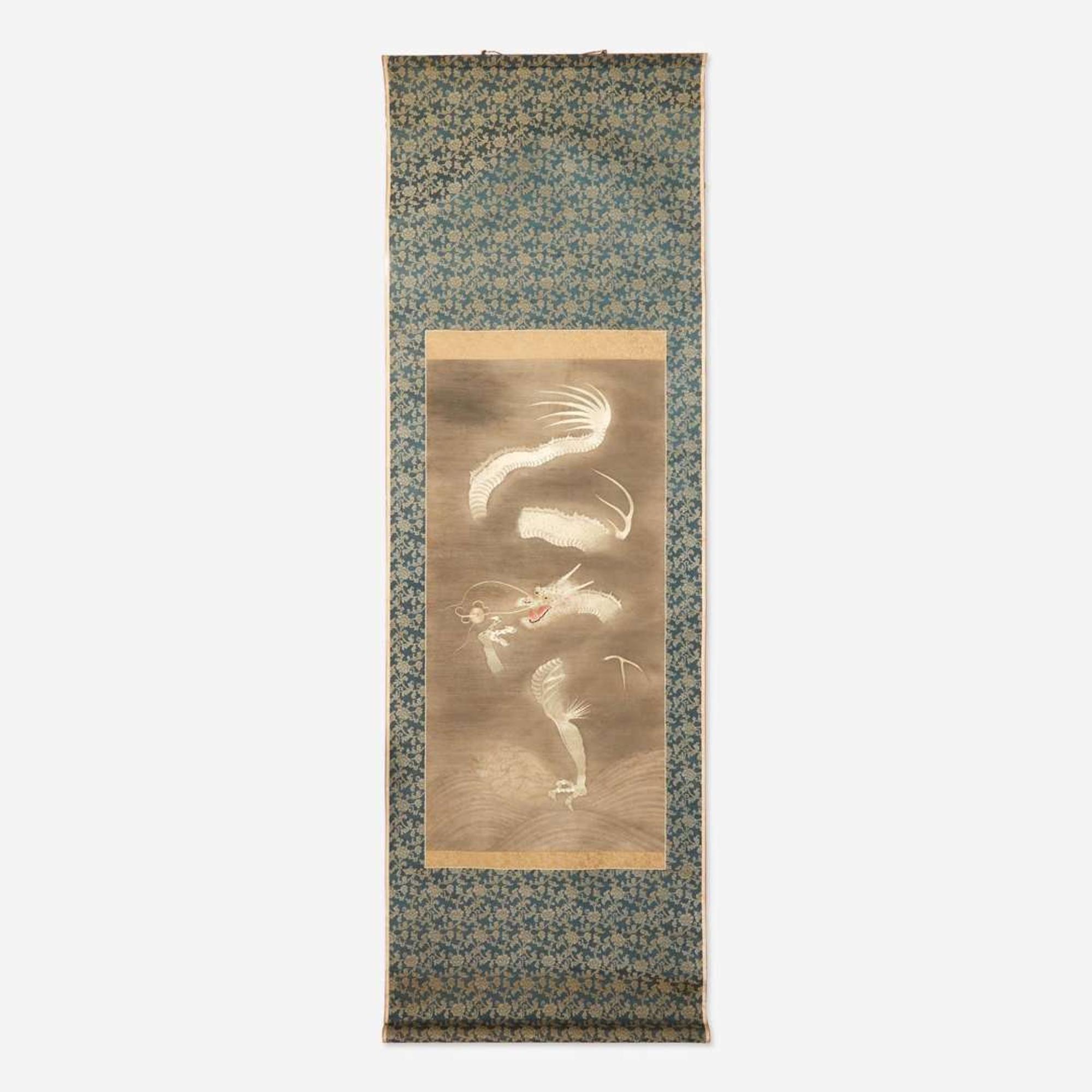 A Japanese or Korean needlework "Dragon" scroll 日本或韩国龙纹刺绣 19th/early 20th century ????????
