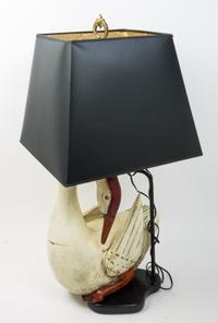 A Pair of Painted Wood Figural Lamps Height overall 35 inches. — 20TH CENTURY