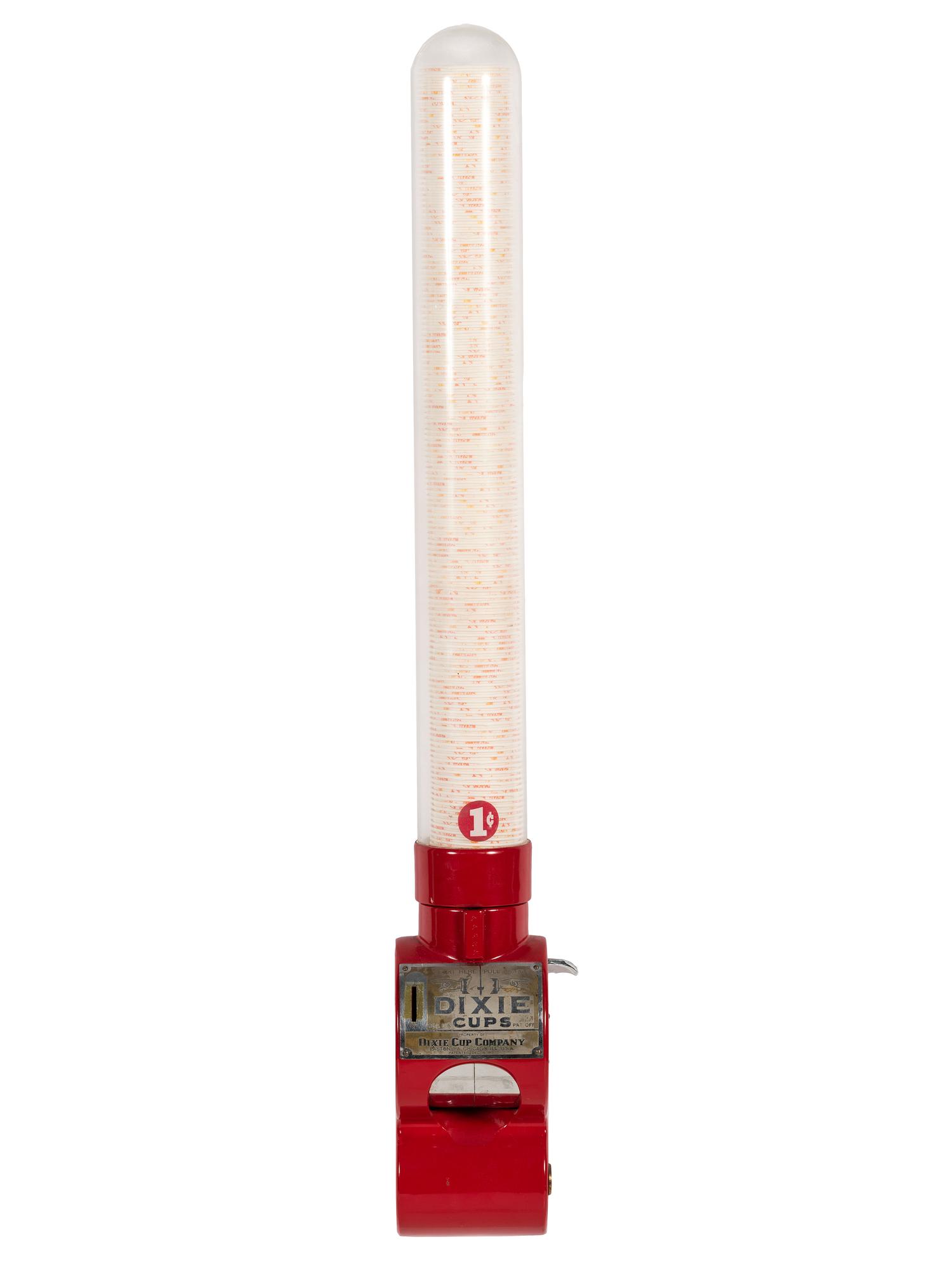 A Dixie Cup Co. One Cent Wall Mounted Cup Dispenser