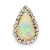 Opal, Diamond, and Bicolor Gold Ring