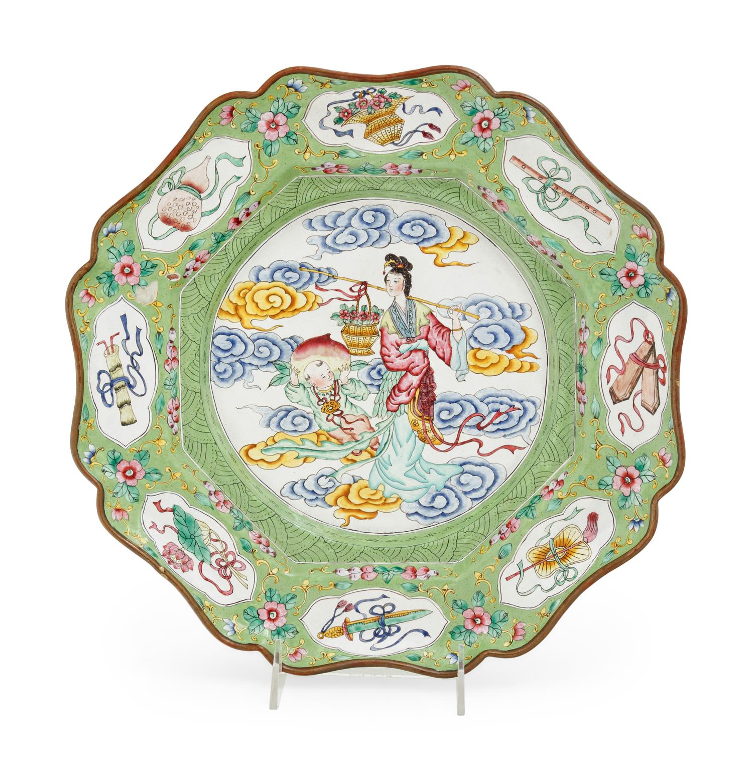 A Chinese Canton Enamel 'Foliate' Plate