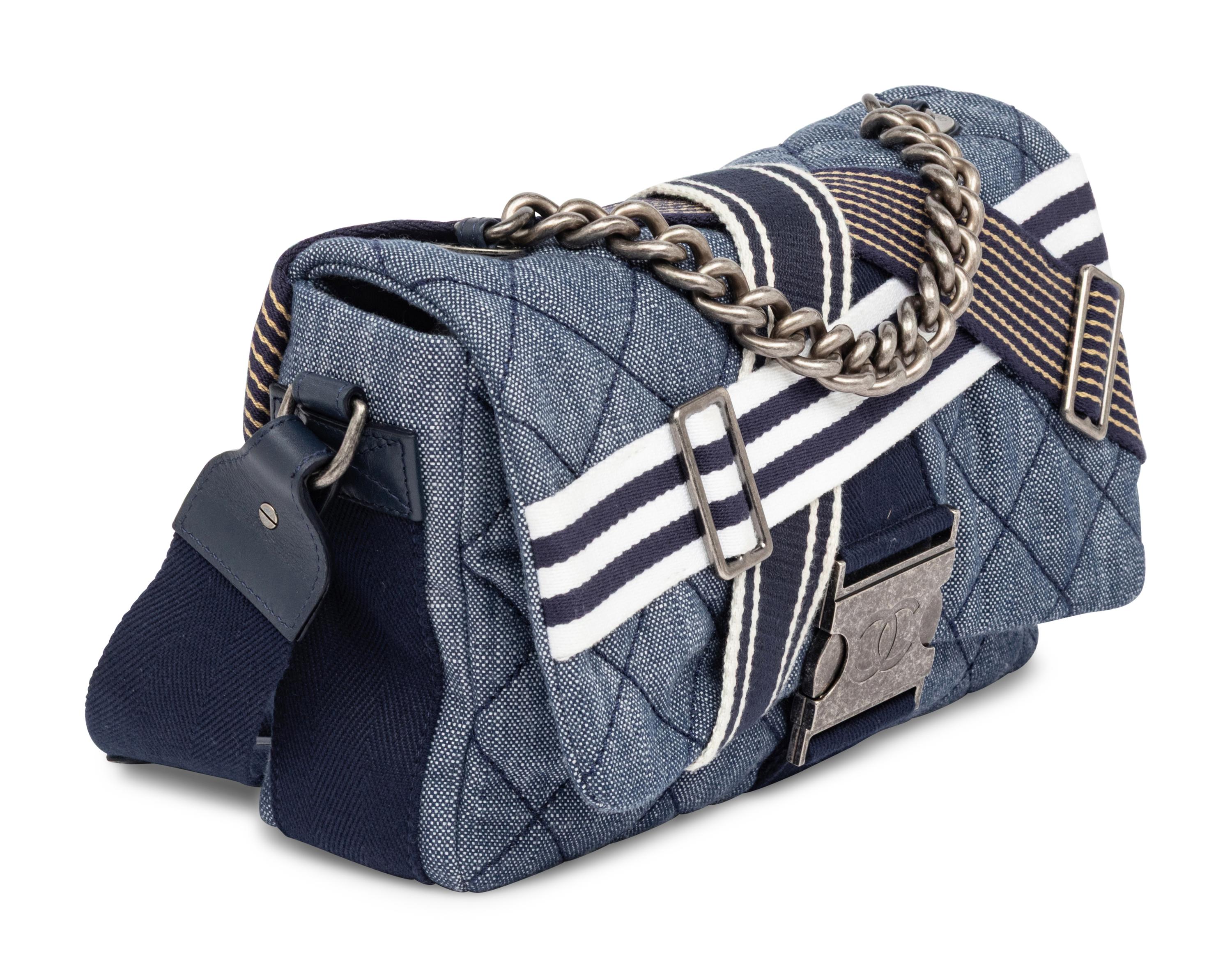 CHANEL, QUILTED DENIM CROSSBODY FLAP BAG