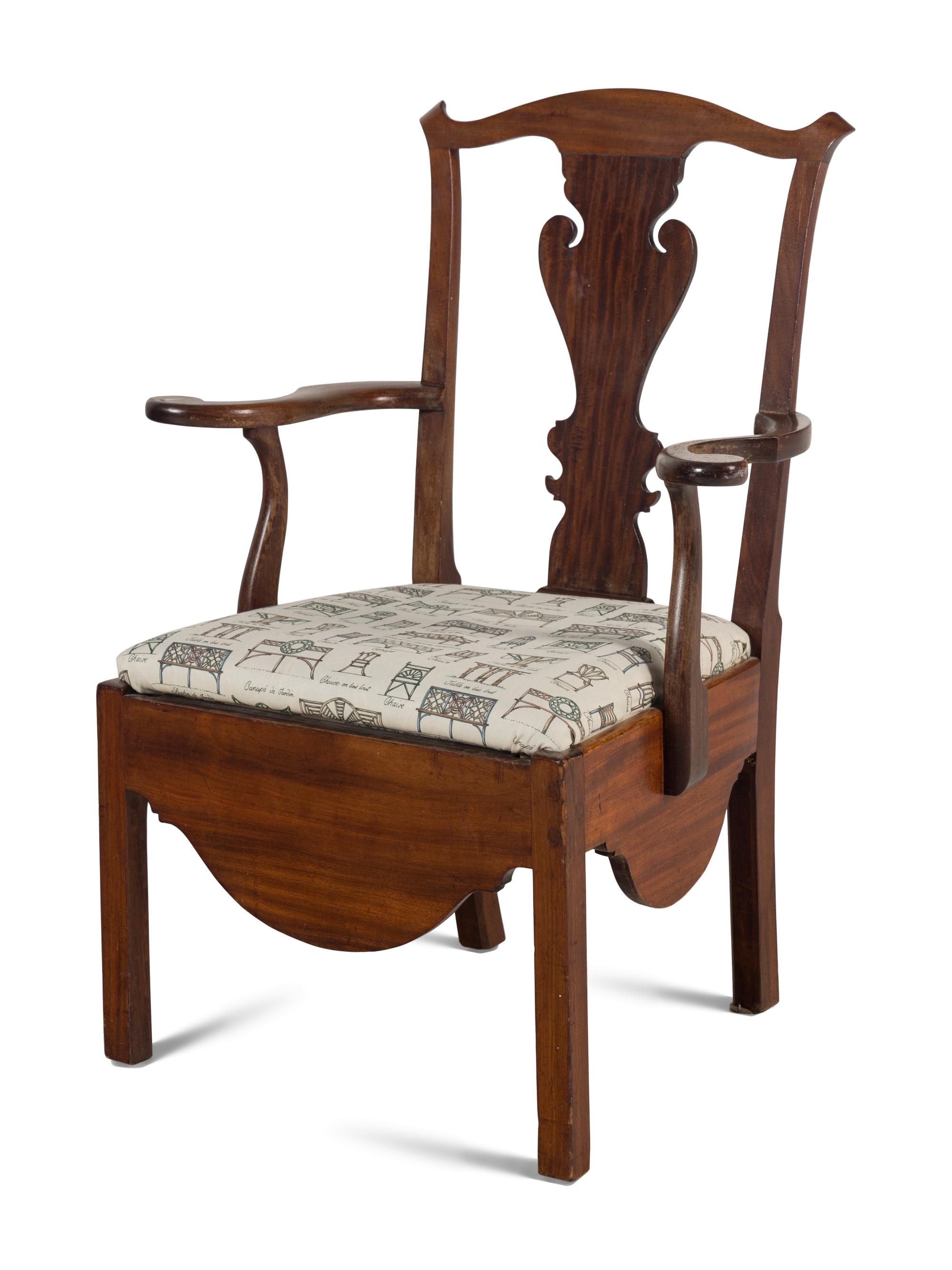 A George III Mahogany Chamber Chair