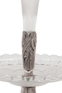 A Russian Silver-Plate and Cut Glass Two-Tier Dessert Stand