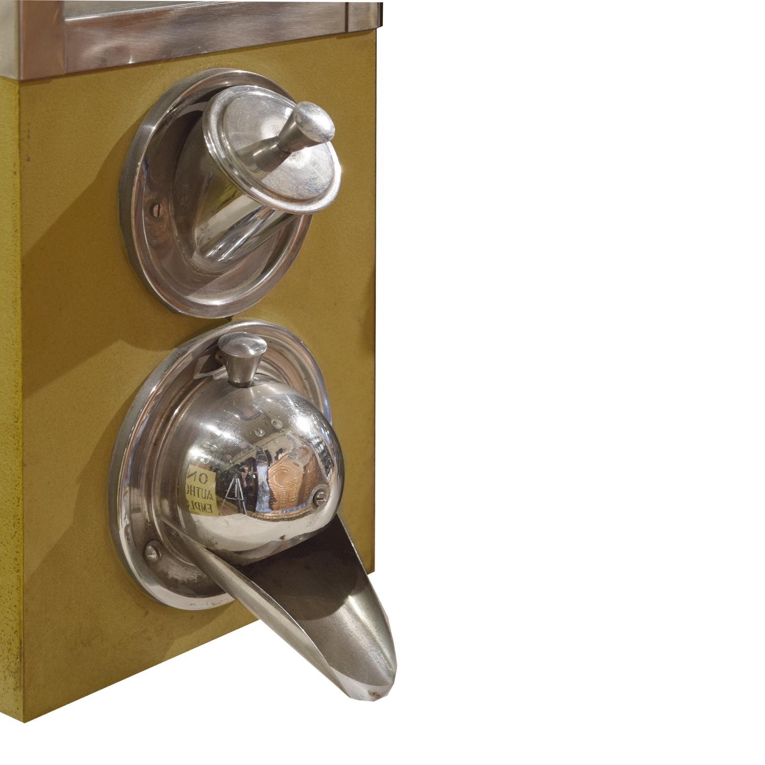 A Metal Coffee Bean Dispenser 7.5" W x 10.5" D x 25.5" H — Italy, Mid-20th Century
