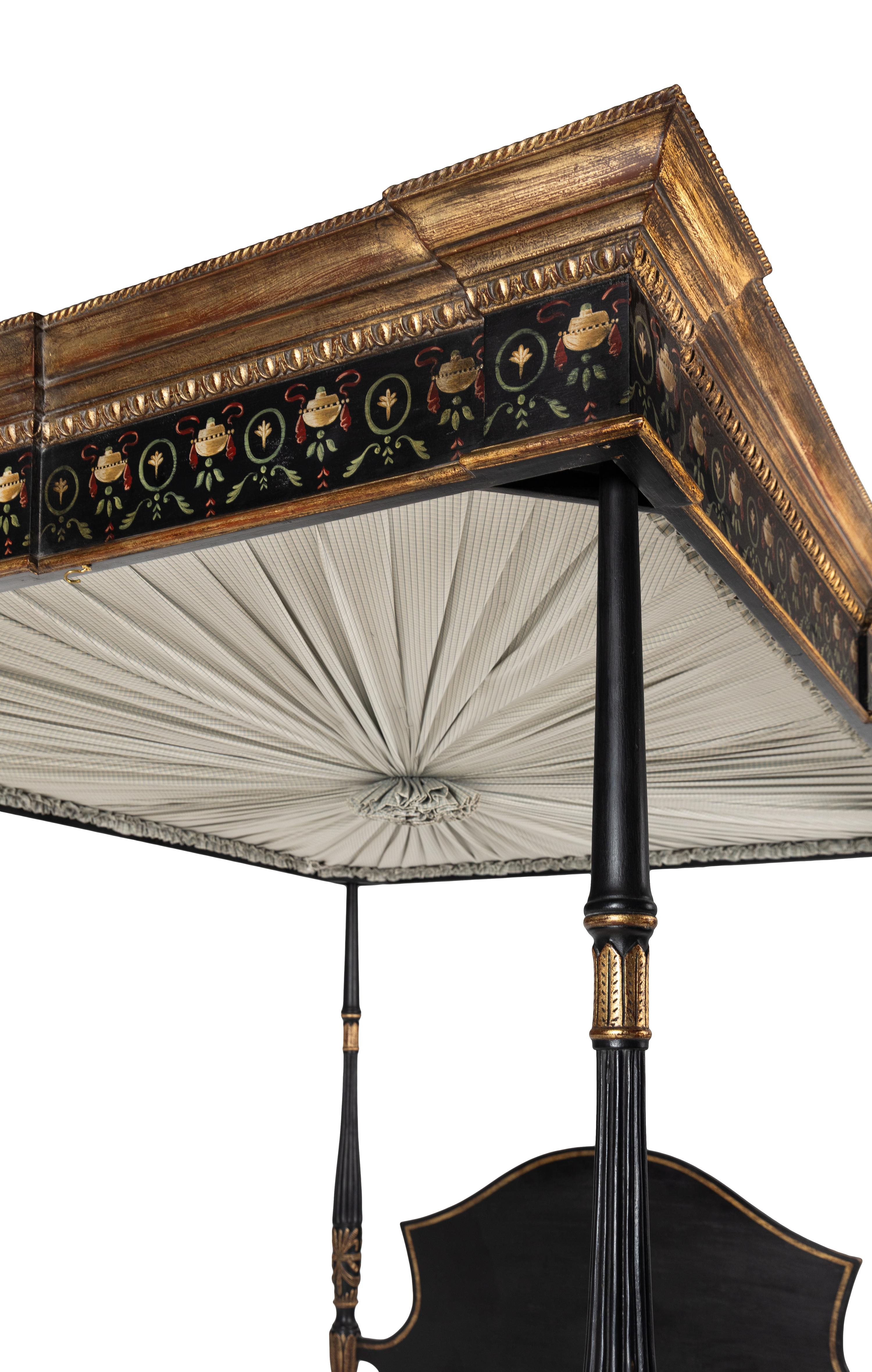 A George III Style Painted and Parcel-Gilt Tester Bed