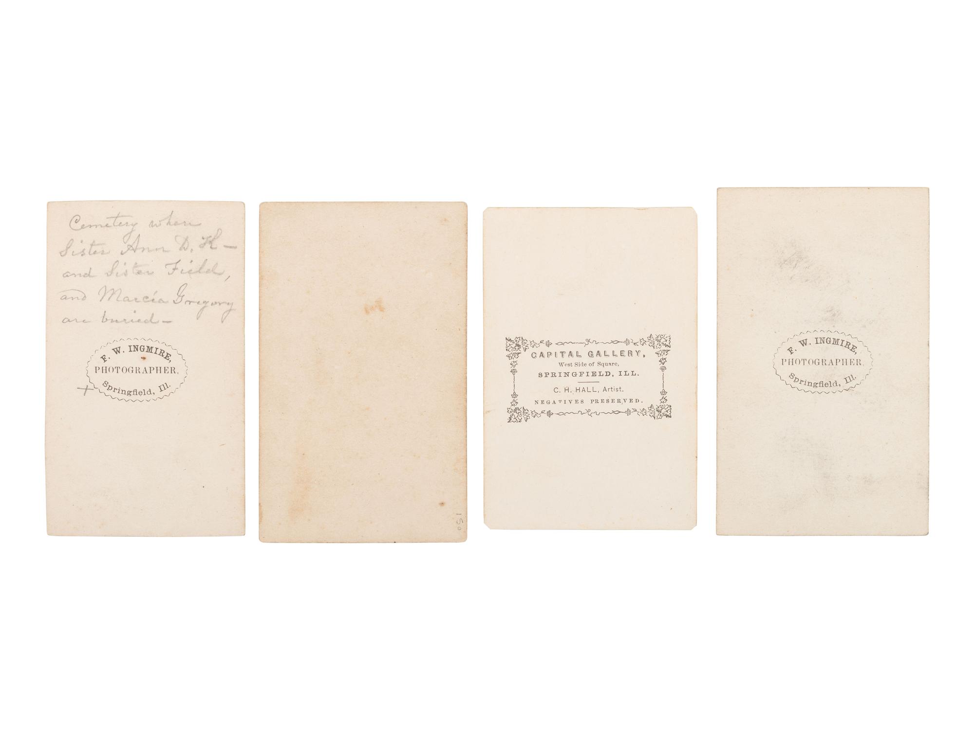 [LINCOLN, Abraham (1809-1865)]. 8 CDVs of Oak Ridge Cemetery in Springfield, IL, ft. Lincoln's tomb and receiving vault.