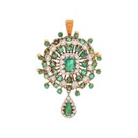 EMERALD AND DIAMOND PENDANT/BROOCH