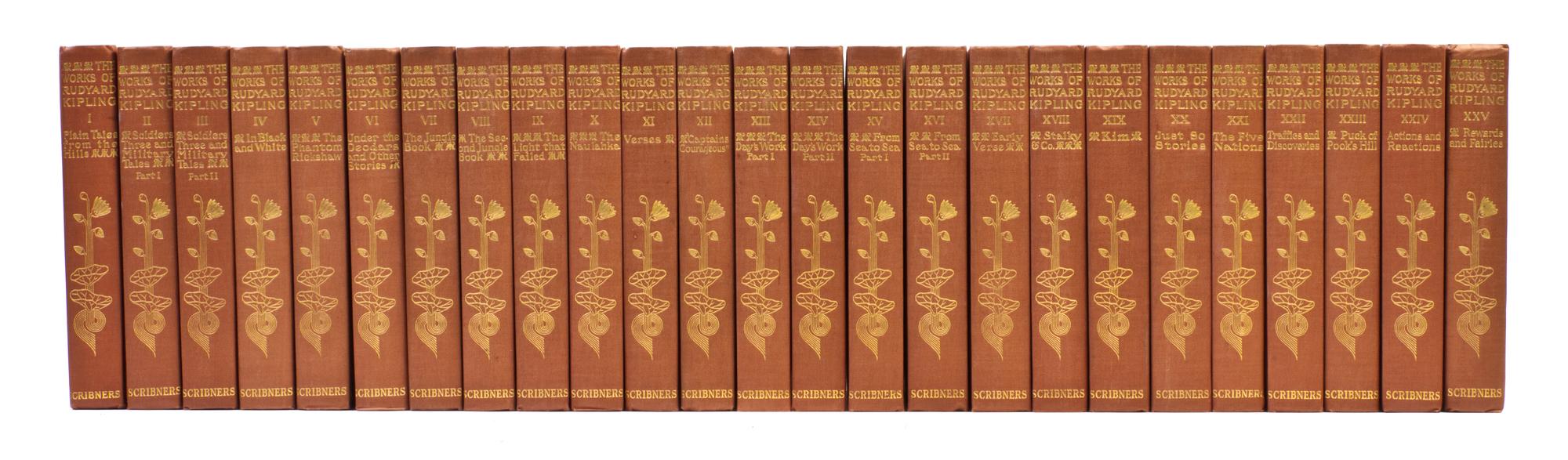 (COLLECTED WORKS) KIPLING, RUDYARD. The Writings in Prose and Verse of Rudyard Kipling. new York, 1908-1910. 25 vols. Limited ed.