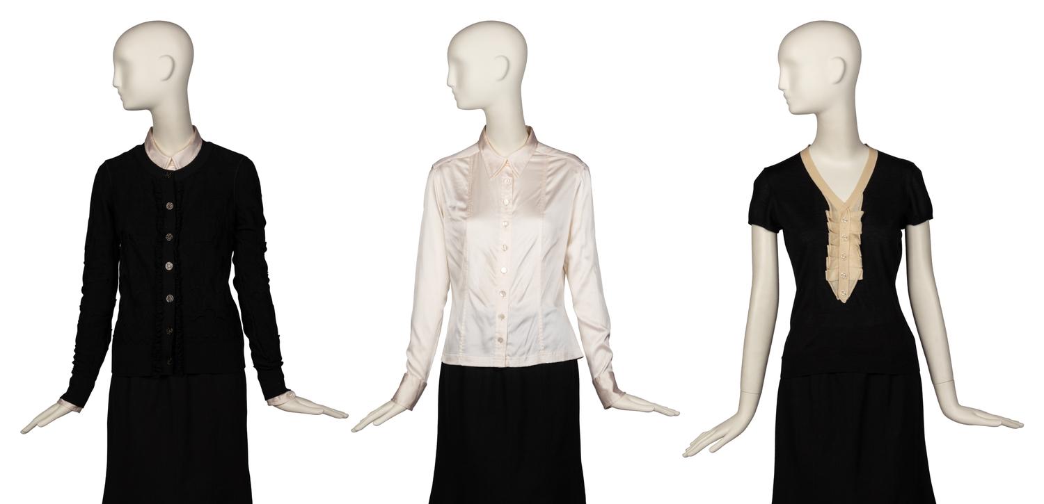 Group of Chanel Separates; One Knit Cardigan, One Shirt, One Skirt, One Knit Top