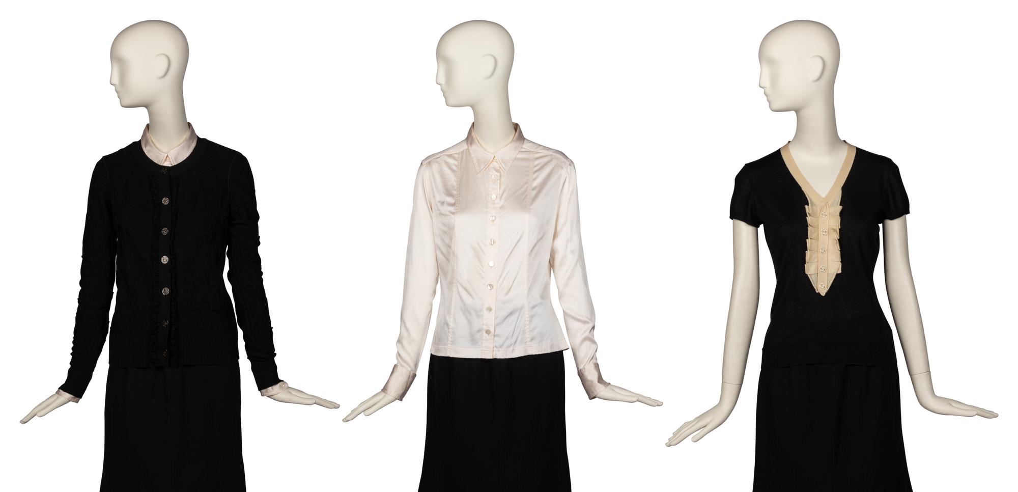 Group of Chanel Separates; One Knit Cardigan, One Shirt, One Skirt, One Knit Top
