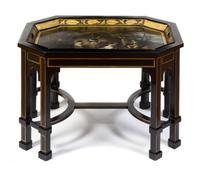 A Victorian Tole Painted Tray, 19TH CENTURY, Height 21 3/4 x width 33 x depth 24 inches. — 19TH CENTURY,