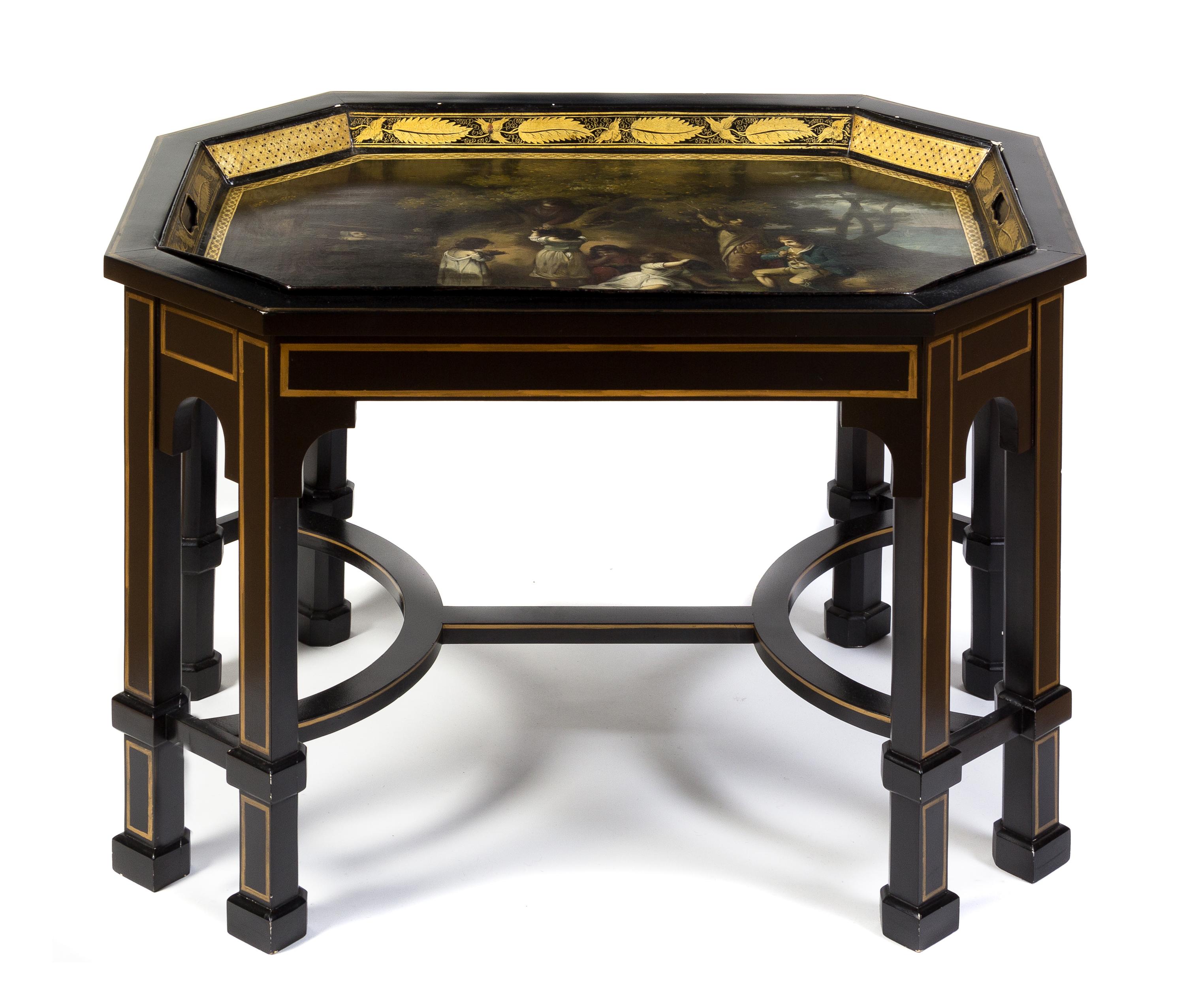 A Victorian Tole Painted Tray, 19TH CENTURY, Height 21 3/4 x width 33 x depth 24 inches. — 19TH CENTURY,