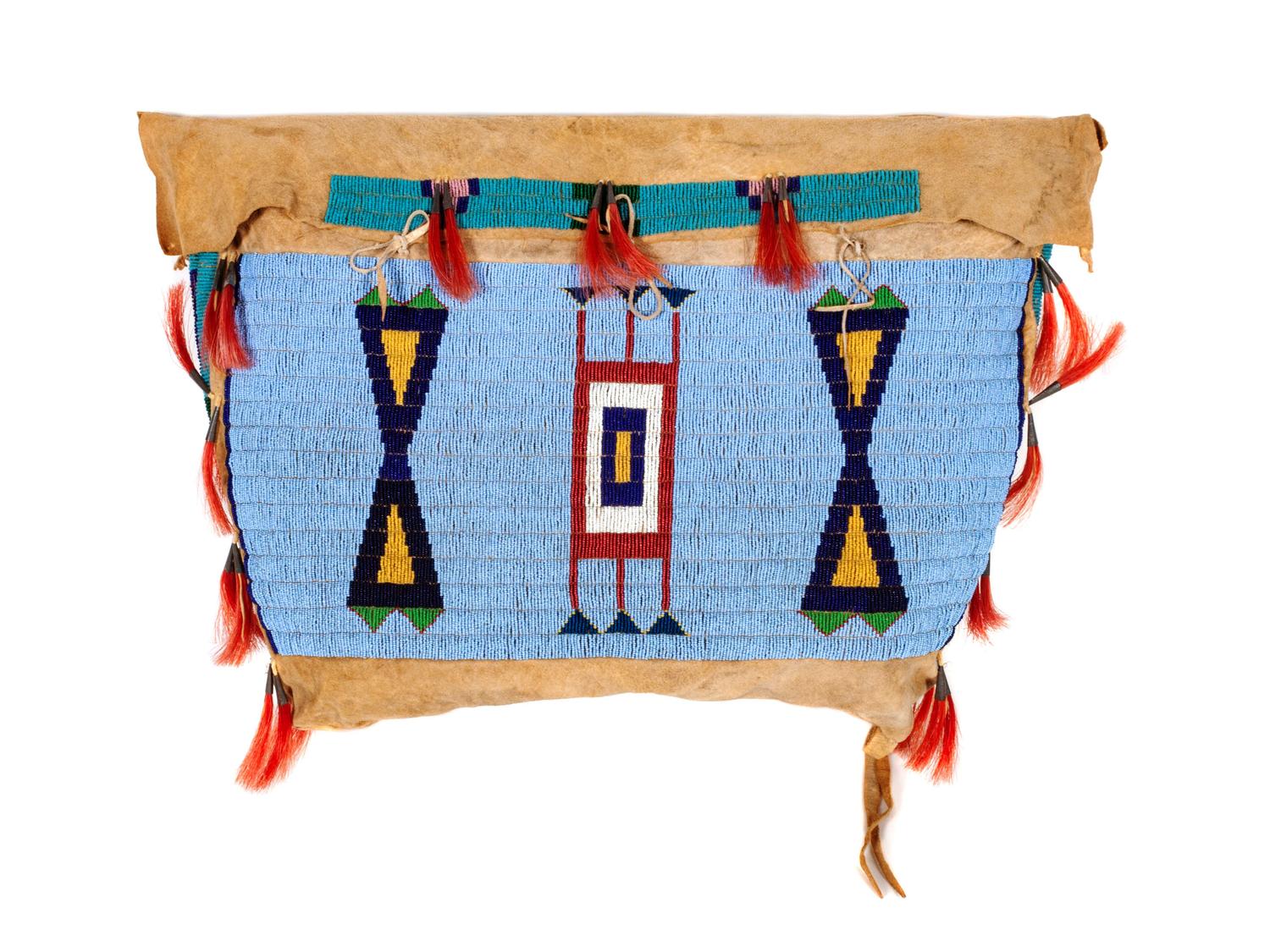 Sioux Beaded Buffalo Hide Possible Bags, Matched Pair