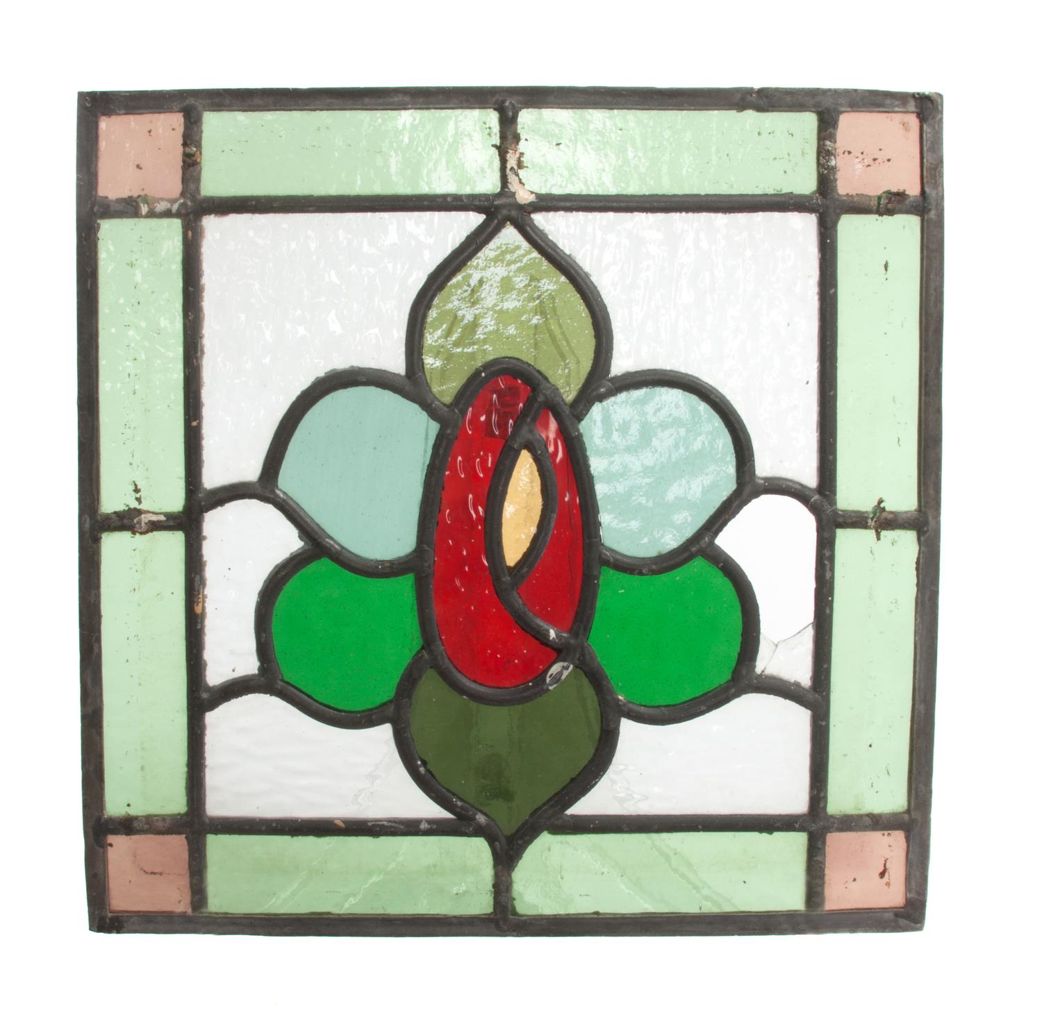 A Collection of Twelve Leaded Glass Windows Largest: 17 1/2 x 39 1/2 inches.