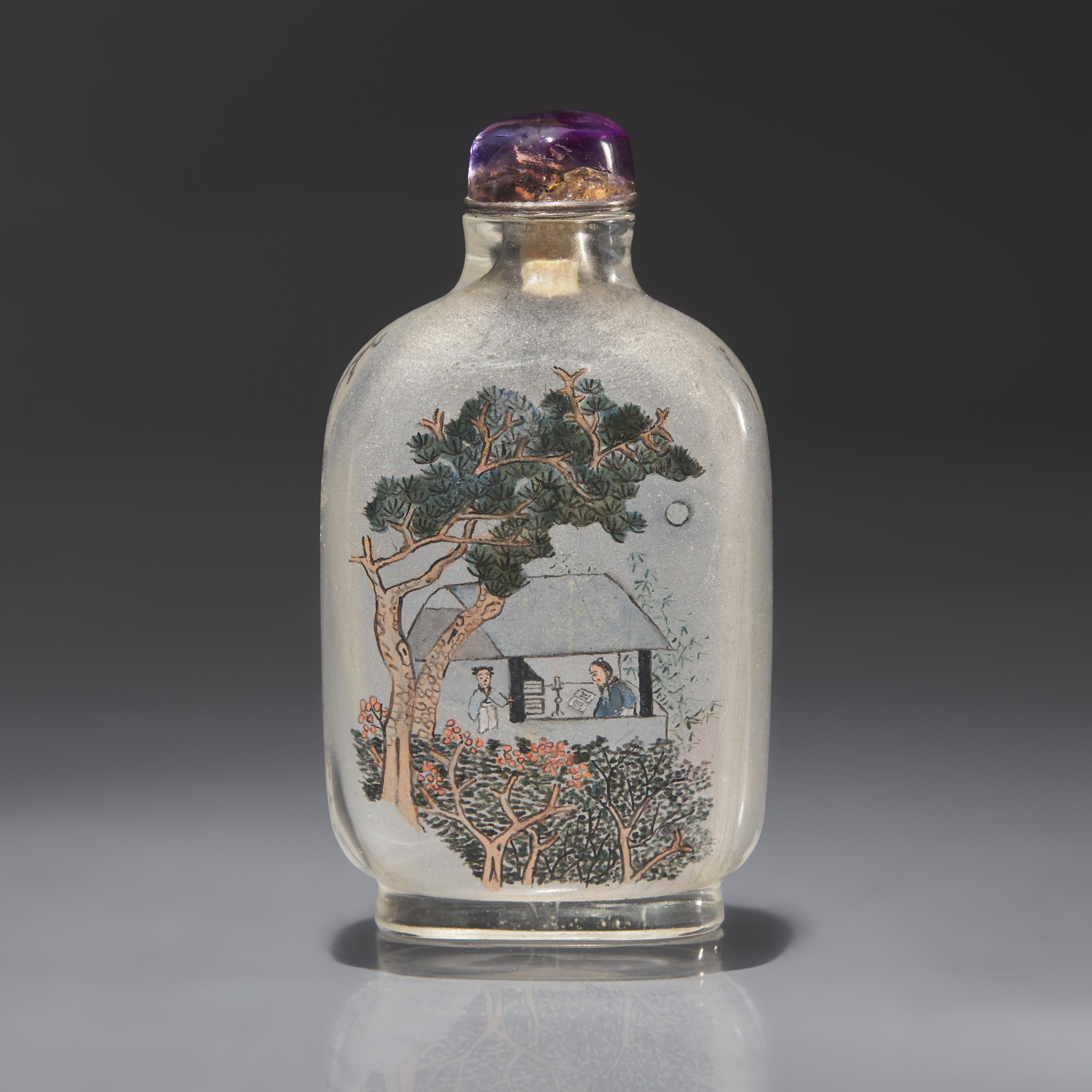 A Chinese Interior Painted Glass Snuff Bottle, Ma Shaoxuan, 1897 — 1897年 馬少宣作玻璃內畫人物詩文鼻煙壺