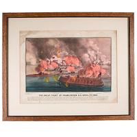 [CIVIL WAR]. A group of 3 Currier & Ives Naval Battle lithographs, comprising: