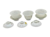 Three Chinese Famille Rose Porcelain Teacups