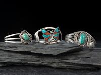 Navajo Silver Cuff Bracelets, with Inlay