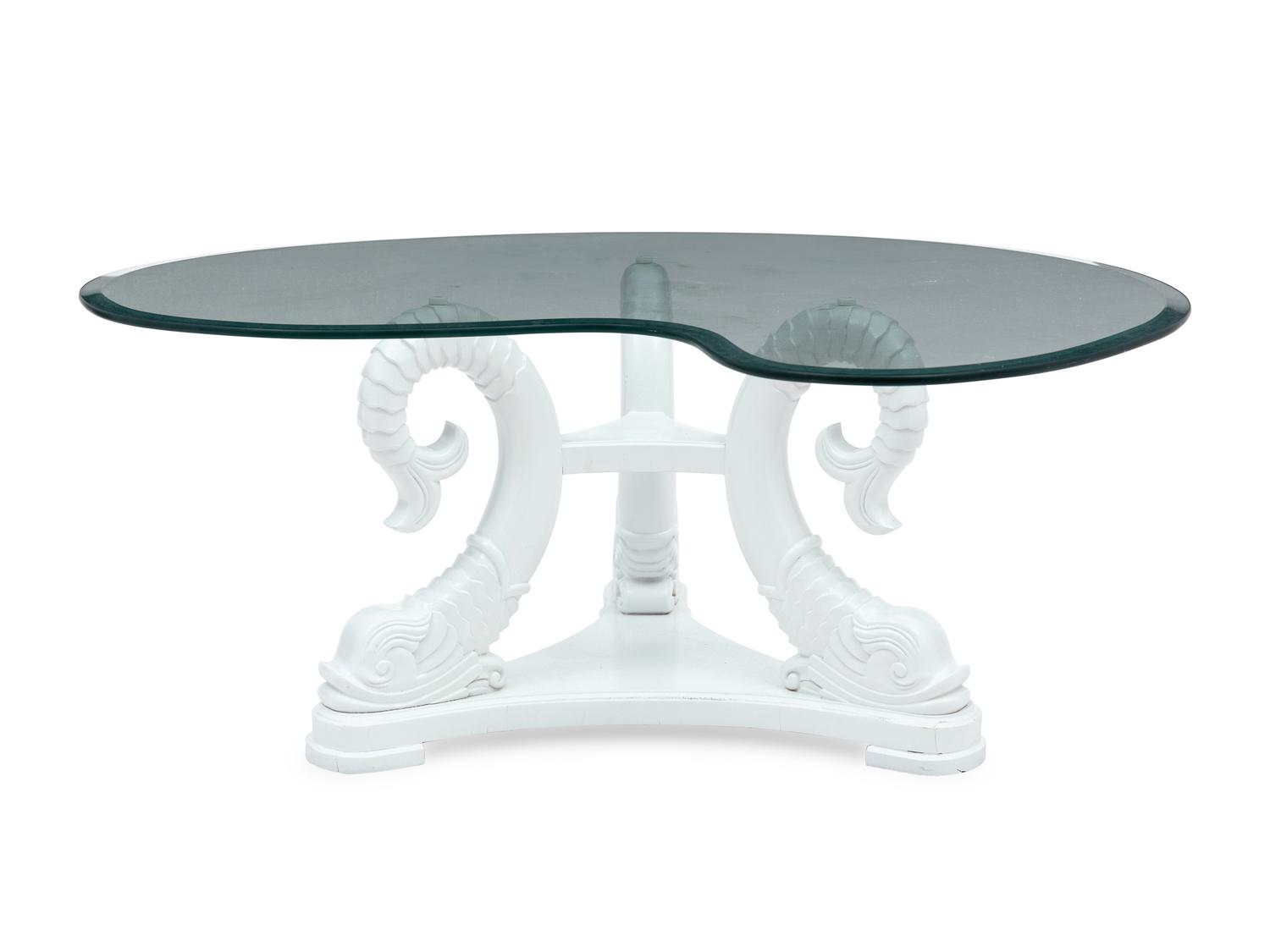 A Painted Wood and Glass Cocktail Table