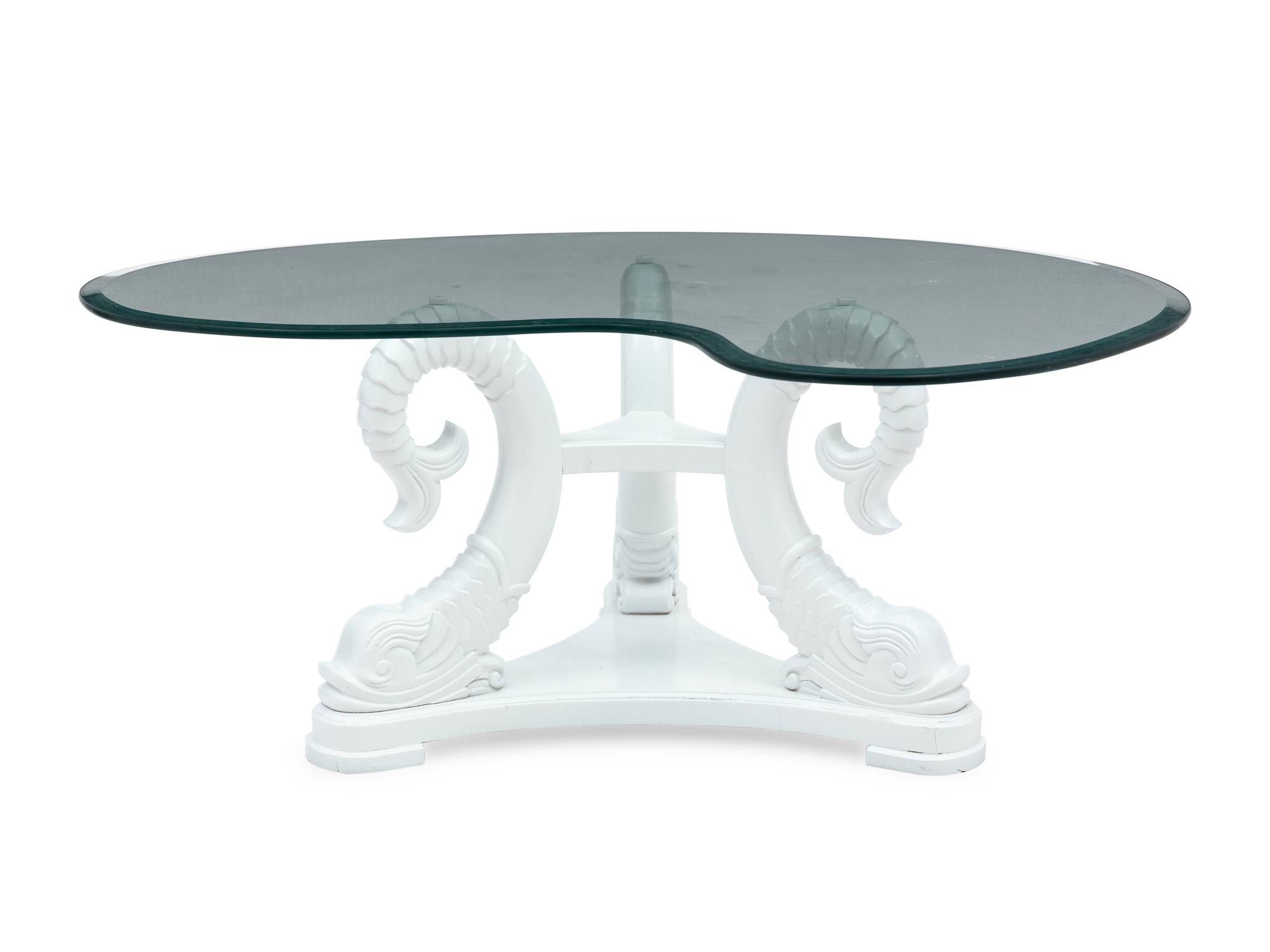A Painted Wood and Glass Cocktail Table