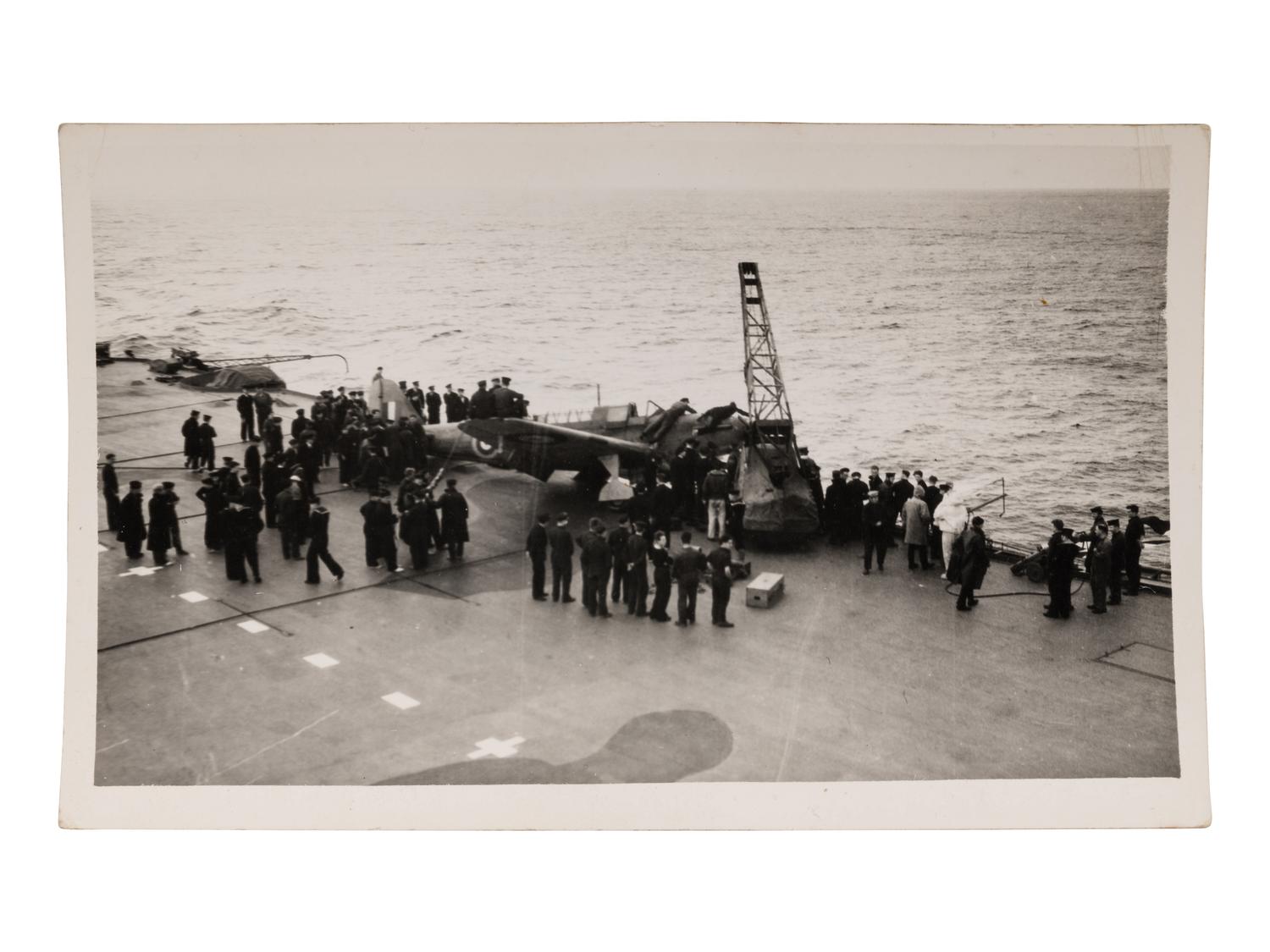 [GERMAN BATTLESHIP BISMARCK]. An archive of photographs and postcards relating to the British hunt for the German battleship Bismarck, ca. 1940s.