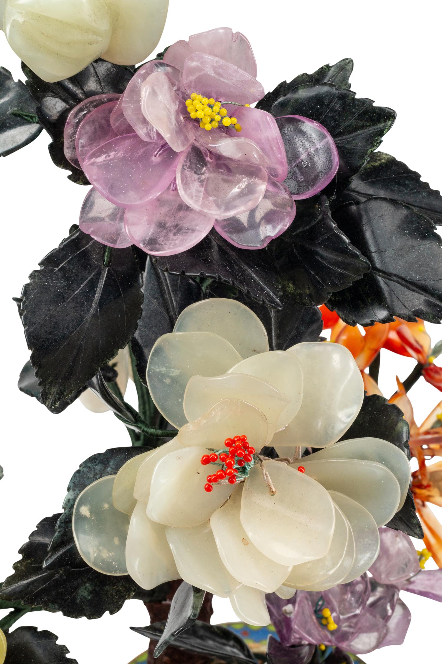 Six Pairs of Chinese Hardstone Models of Flowering Trees