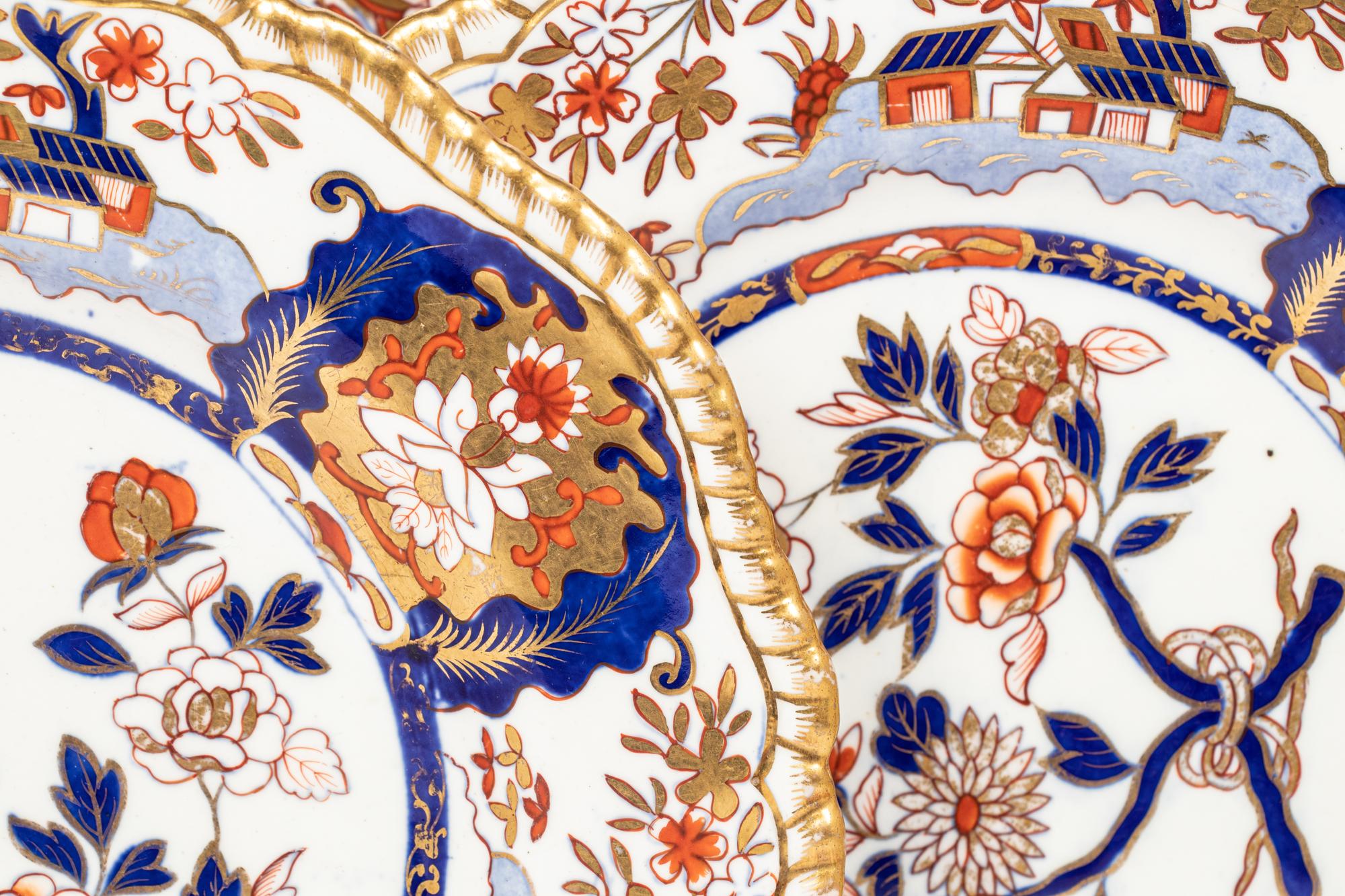 A Set of Twelve Spode Felspar Imari Dinner Plates