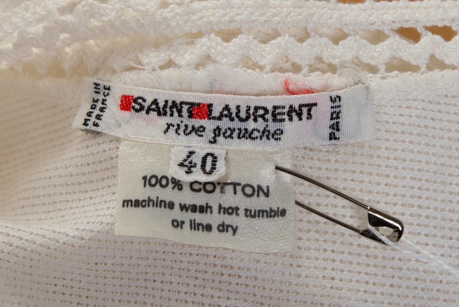 An Yves Saint Laurent Cotton Bohemian Blouse, Size 40.