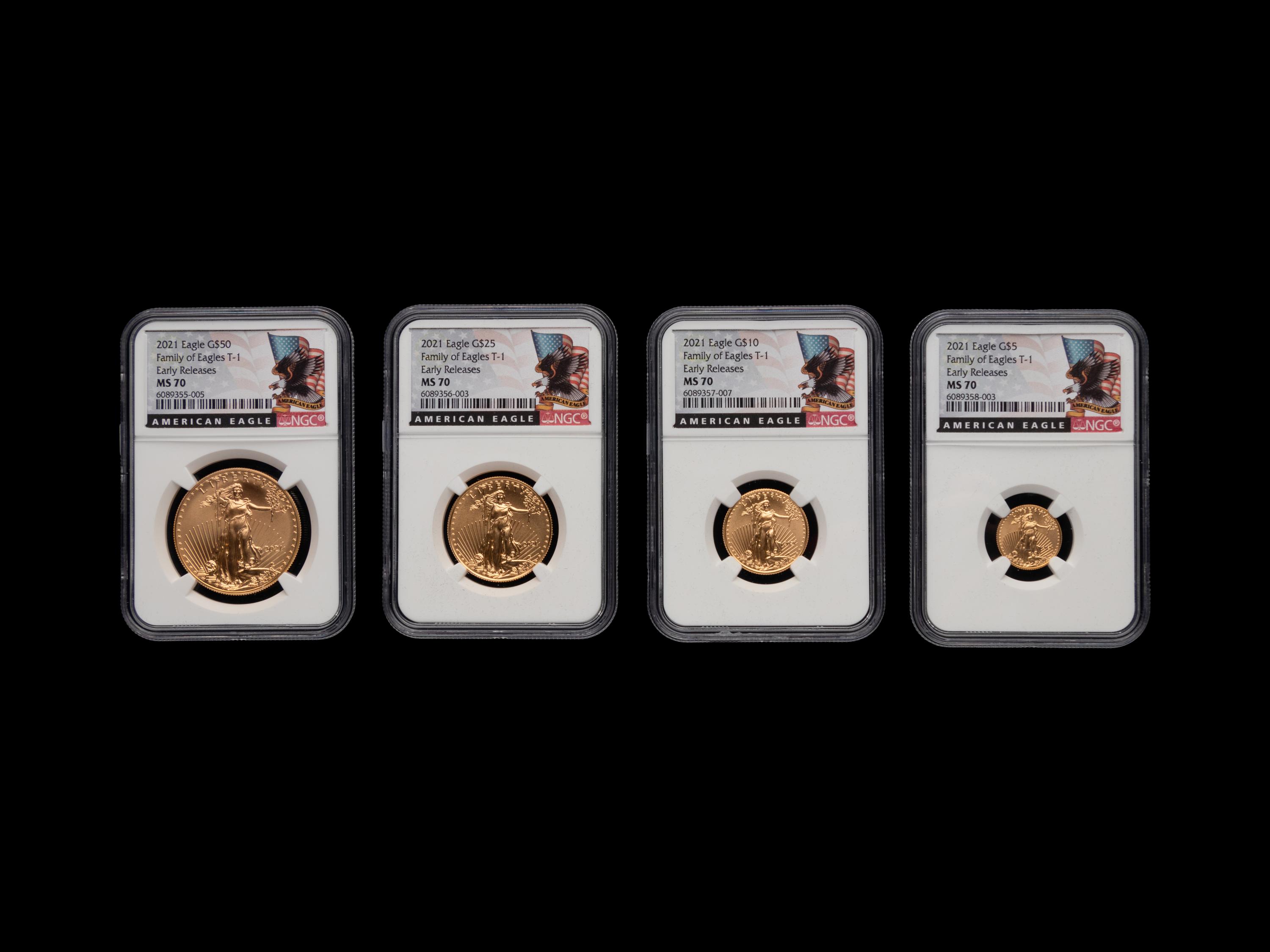 A 2021 Gold Eagle: Type 1 Early Releases Four Gold Coin Set (NGC MS70)