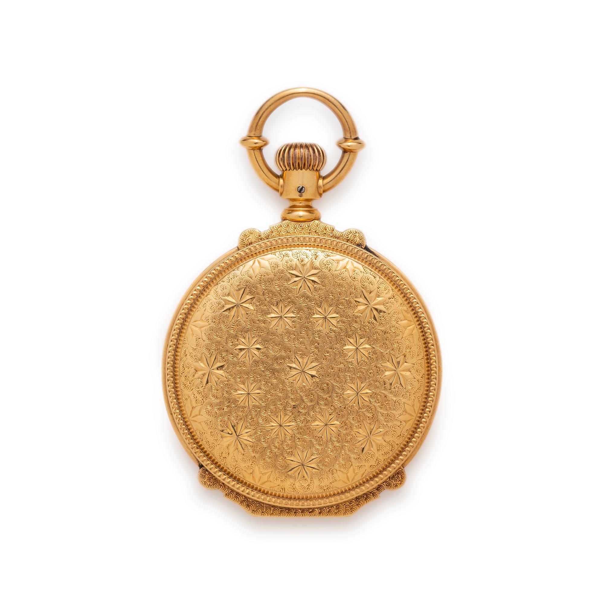 18K YELLOW GOLD HUNTER CASE POCKET WATCH