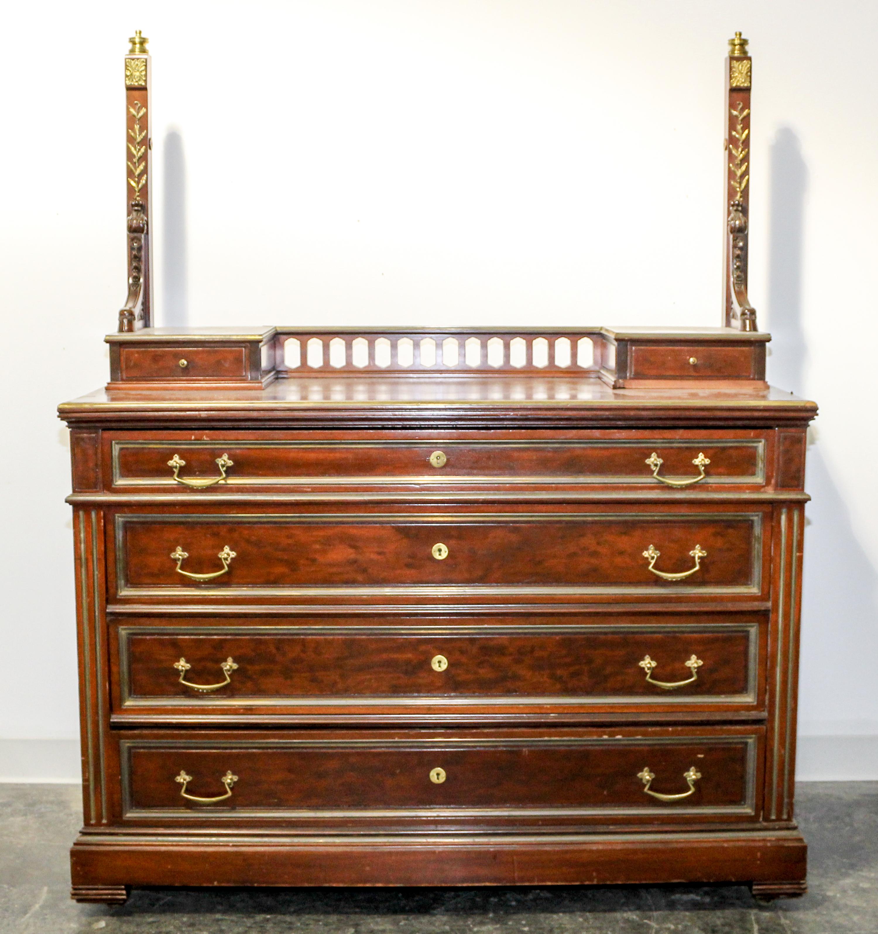 A Brass-Mounted Mahogany Chest Height overall 62 1/4 x width 49 3/4 x depth 20 1/2 inches. — CIRCA 1900