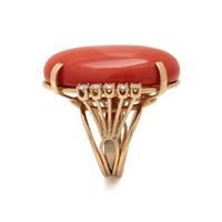 CORAL AND DIAMOND RING