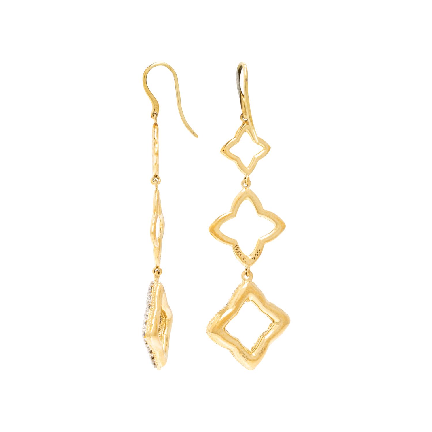 David Yurman, 'Quatrefoil', Yellow Gold and Diamond Pendant Necklace and Earrings