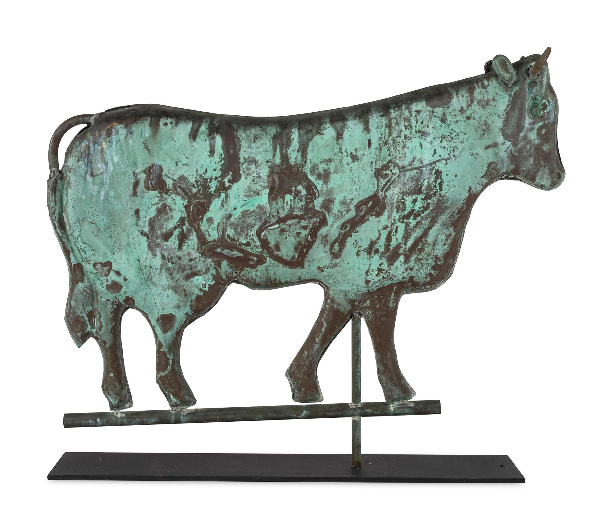 A Molded Copper Cow-Form Weathervane