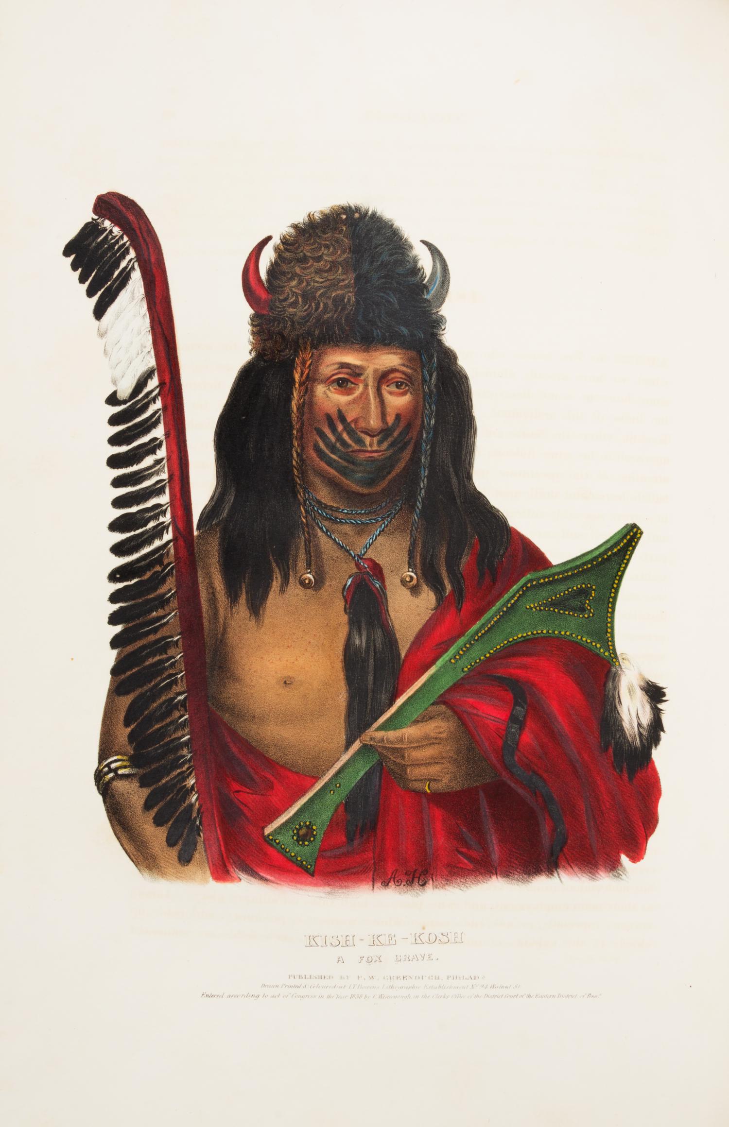 MCKENNEY, THOMAS L. AND JAMES HALL. History of the Indian Tribes of N. America... Phil., 1838, 1844. 3 v. 1st ed. Louis Philippe copy