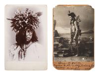 [NATIVE AMERICANS]. 2 cabinet cards of Southwestern Indians, incl. "Apache Chief."