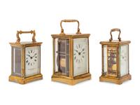 Three English and French Brass Carriage Clocks