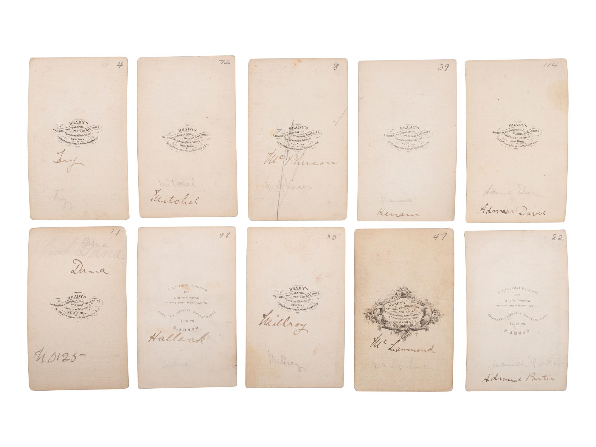 [CIVIL WAR - WESTERN THEATER - TRANS-MISSISSIPPI THEATER]. BRADY, Mathew (1822-1896), photographer. A group of 33 CDVs of Union generals and officers, incl. MCPHERSON, HALLECK, MCCLERNAND, MITCHELL, GILLMORE, MILROY, & FRY.