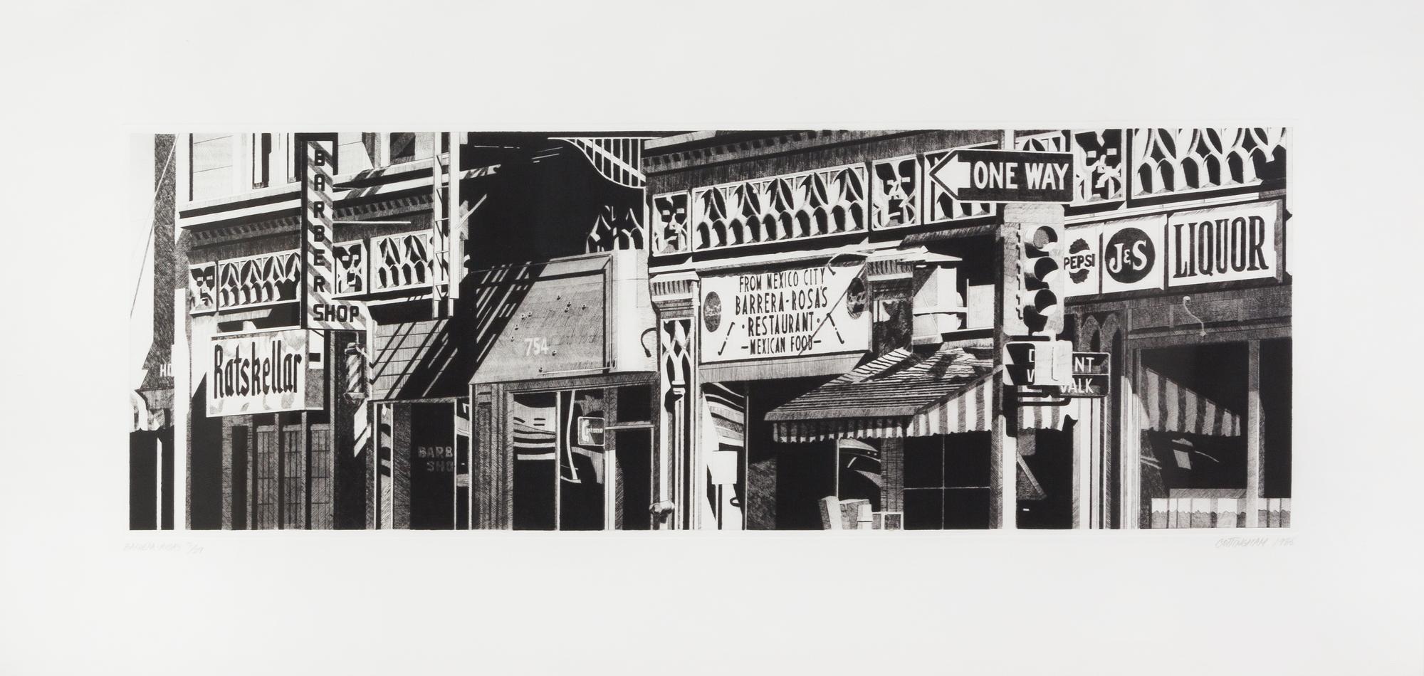 Robert Cottingham, (American, b. 1935), Barrera-Rosa's, 1986 (group of three)