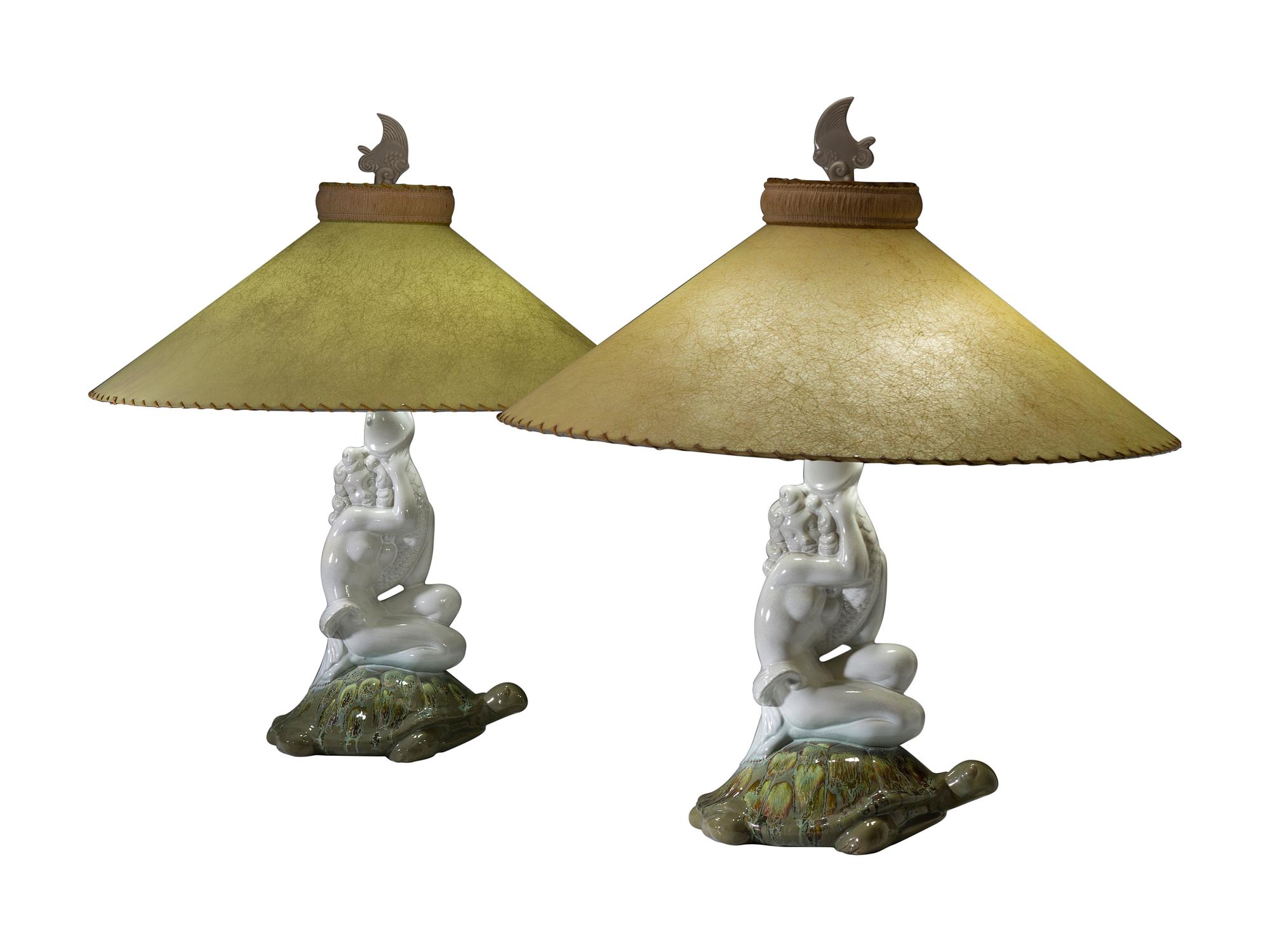 A Pair of Ceramic Figural Table Lamps