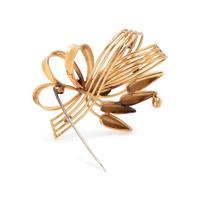 RETRO, BICOLOR GOLD AND RUBY BROOCH