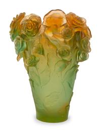 A Daum P â te de Verre Roses Vase