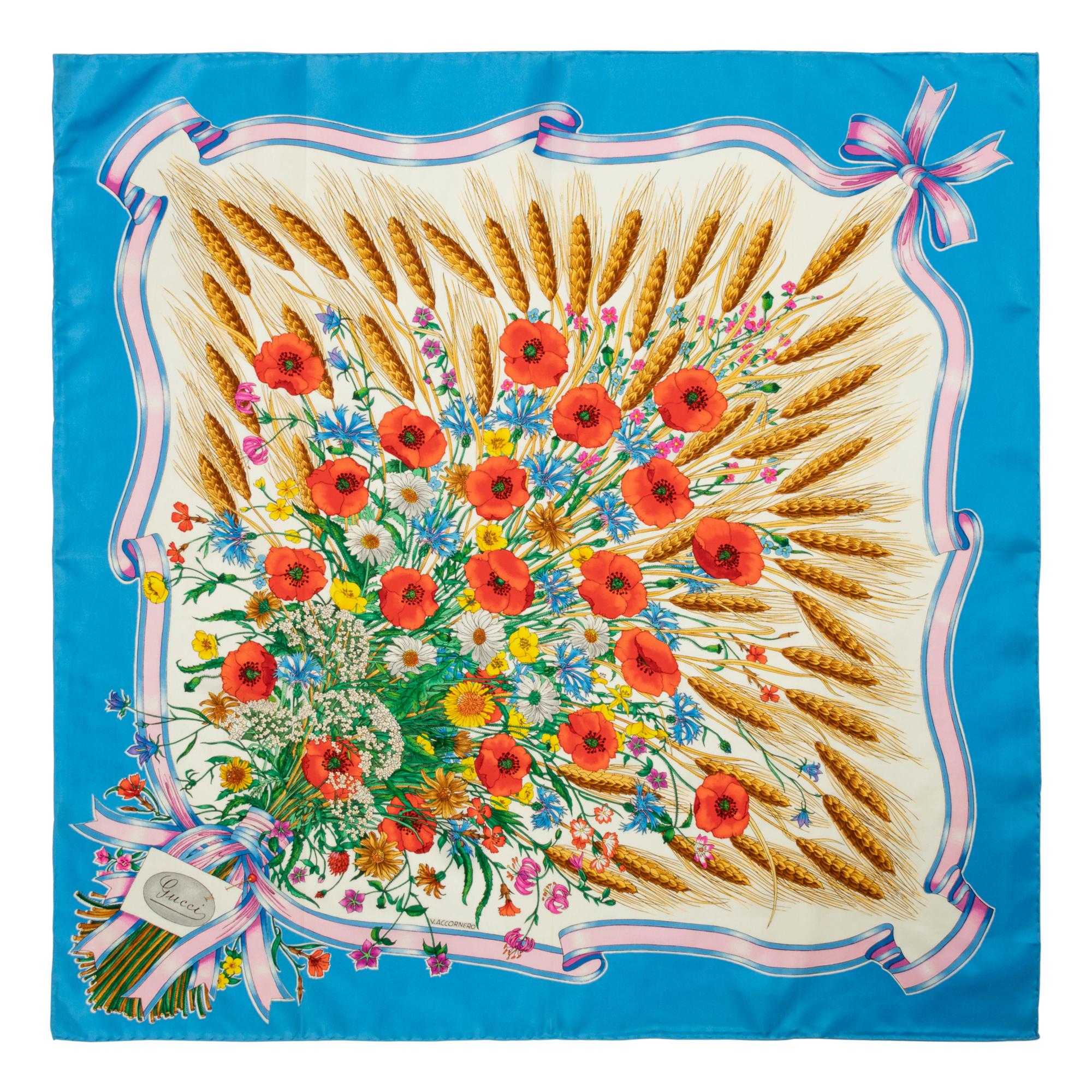 Three Gucci Silk Scarves, 1970-80s