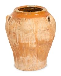 Three Partially Glazed Terra Cotta Olive Jars — 20th Century
