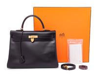Hermès Black Leather 32cm Kelly Bag, 2002