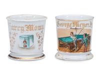 Two Porcelain Shaving Mugs Relating to Leisure Activities
